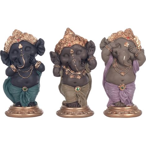 Signes Grimalt Figura De Buda Figuras  Figura Ganesha 3 Unidades Budas Multicolor 6x7x12cm 25319