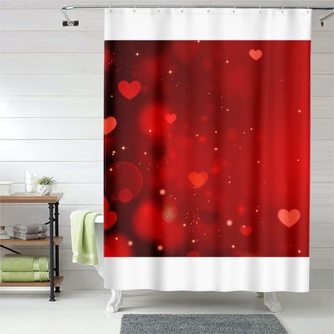 Rideau de douche motif amour doux, tissu imperméable, 180x180 cm (1/5)