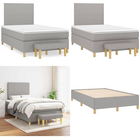 Boxspringbett mit Matratze Hellgrau 120x190 cm Stoff - Boxspringbett - Doppelbett - Bettenrahmen - Schlafsofa - Liegefläche 120x190 Cm - Home & Living