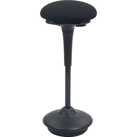 Tabouret de bureau debout tabouret ergonomique siège bascule à 360° large socle 36 x 36 x 70-90 cm noir (1/5)