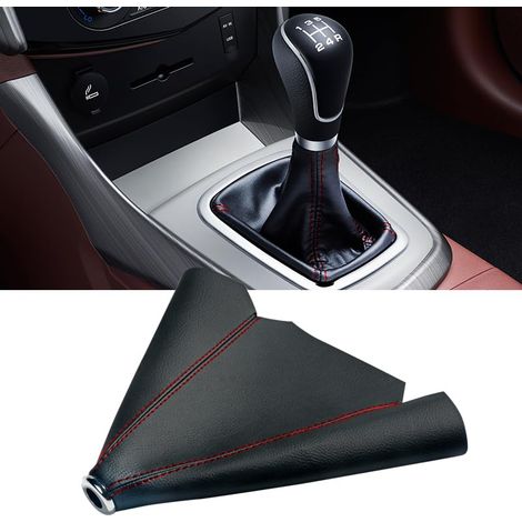 Cuffia del cambio per auto, cuffia del cambio, copertura del cambio in pelle PU per auto, auto con cambio manuale e automatico (nero e rosso)
