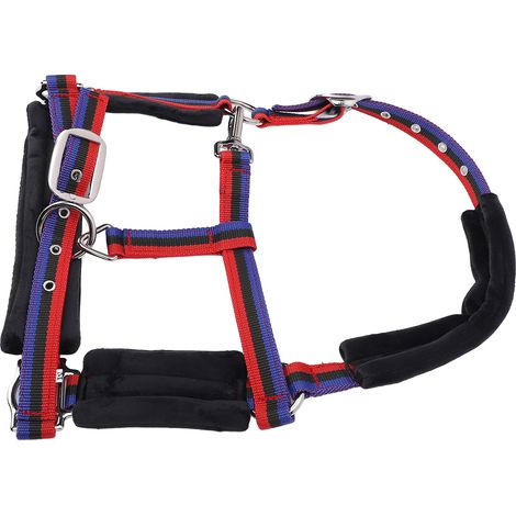 Licol pour cheval en nylon résistant à l'usure, confortable et réglable, avec mousqueton et encolure à pression. Idéal pour l'entraînement équestre. Taille moyenne, convient aux chevaux mesurant entre (1/5)