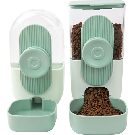 Distributeur Automatique de Nourriture à Suspendre, Distributeur Eau pour Petits Animaux, Mangeoire Automatique pour Cage Chiot, Lapin,Cobaye, Furet, Hérisson, Chat, Chinchilla(Vert) (1/5)