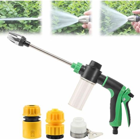 Pistolet à Haute Pression Réglable pour Arrosage et Nettoyage avec 3 Connecteurs Vert (1/5)