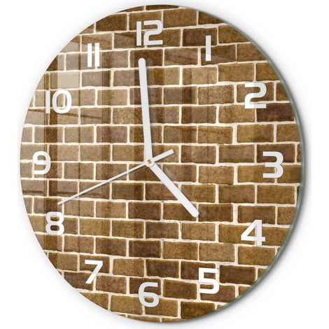 Horloge Murale Ronde Art Déco en Verre Silencieuse Décoration Intérieure Mur de briques fi 30 cm (1/5)