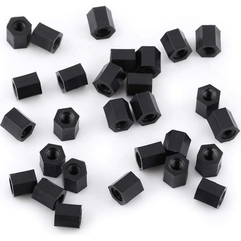 Entretoise femelle, noir PA66 Entretoise filetée hexagonale femelle M3 femelle x M3 femelle,(M36) (1/5)