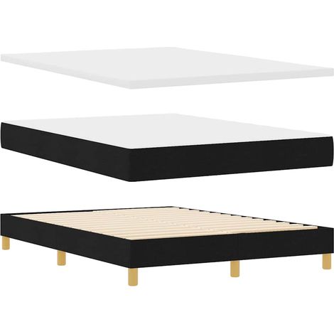 vidaXL Box Spring Bed with Mattress, Black, 140x200 cm, Fabric (1/5)