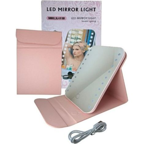 TrAdE Shop Traesio - Specchio Trucco Luminoso Luce A Led Con Illuminazione A Tre Colori Ricarica Usb Portatile - (1/3)