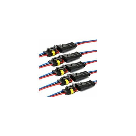 Wasserdichter Steckverbinder, 3-polige selbstsichernde elektrische Kabelanschlüsse mit 16 AWG Marinekabel für Auto-, LKW-, Boots- und andere Kabelverbindungen. (5er-Pack) - Crezuo