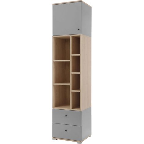 Estantería Ciravie 102 , Con puertas, Abierto, Con cajones, Aglomerado laminado, Número de puertas: 0, Número de cajones: 0, 195x45x40cm