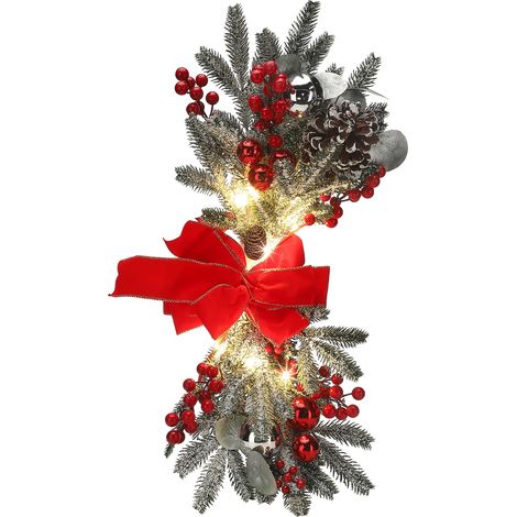 Guirlande de Noël artificielle magnifique et résistante à la décoloration, forme goutte, pour porte d'entrée, mur, salon, cuisine, magasin, jardin. (1/5)