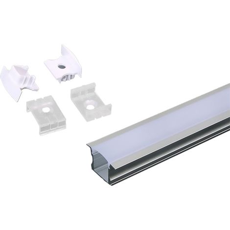 V-TAC Profilo Alluminio Silver per Strip LED Incasso (Max: 12mm) Satinato 2m