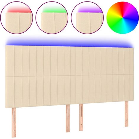 Testiera Testata del letto a LED crema 200x5x118/128cm in Tessuto (1/4)