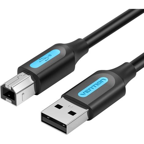 Câble USB 2.0 Vention A mâle vers B mâle, 3 m, PVC noir (1/2)
