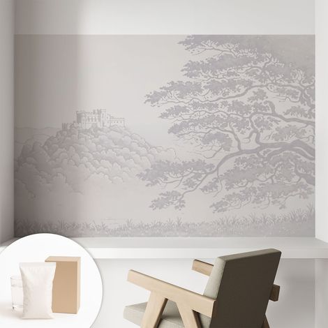 Papier peint intissé mural avec imprimé motifs décoratifs - style contemporain - Colle incluse gratuite Paysage de château 104x70 cm (1/5)