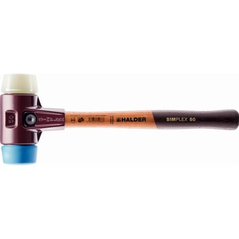 Mazza HALDER SIMPLEX in TPE morbido / nylon con corpo in ferro malleabile e manico in legno - D=40 mm - 3018.040