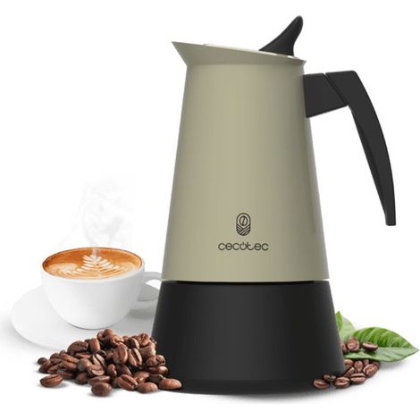 Caffettiera Italiana Cecotec Piccolina 400 Green. 200 ml, 4 Tazze di Caffè, Acciaio Inox, Adatta a Tutte le Superfici, Filtro Premium (1/3)