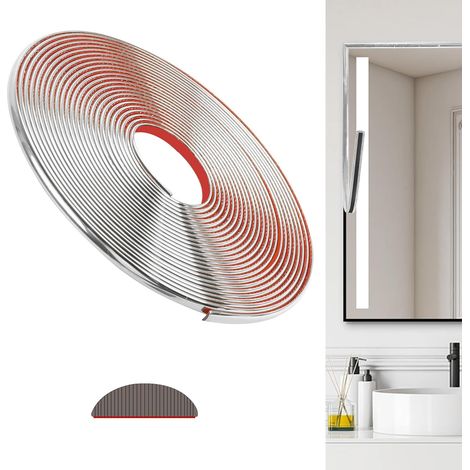 PVC Baguette de Finition, Moulure Murale, Bande Décorative Flexible pour Murs, Plafonds, Sols, Armoires, Carrelages, Miroirs(1000cm,Argent) (1/5)