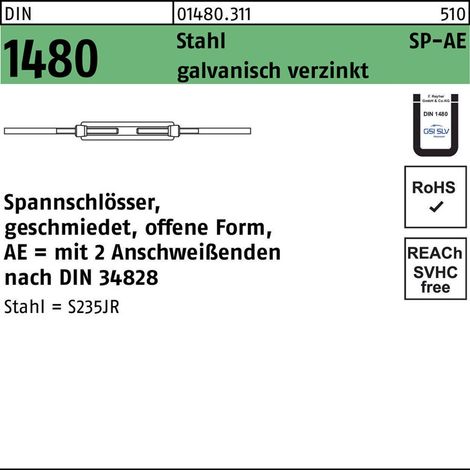 DIN 1480 Spannschlösser Stahl ÜZ SP AE M 6 galvanisch