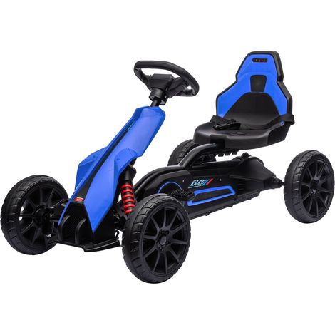 Go-Kart, Vehículo Infantil Con Asiento Regulable, Vehículo De Pedales, Coche De Pedales Con Freno De Mano, Kettcar Para Niños De 3 A 8 Años, Azul