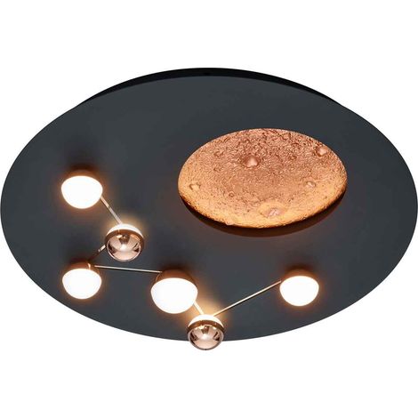 Plafoniera LED effetto lunare, metallo, nero e caffè, D 50 cm, Zodiac (1/5)