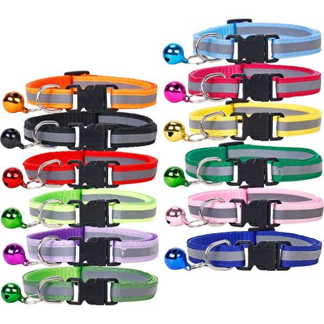 Lot de 12pcs Collier mignon Réglable(19-32cm) pour Chaton avec Clochette et Boucle de Sécurité,Collier pour Chat Chaton Chiot(1cm en largeur) (1/4)