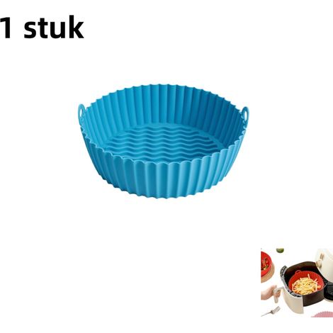 Moule à pâtisserie en silicone réutilisable pour friteuse à air chaud 3 à 5 litres 19 cm résistant à la chaleur bleu (1/5)