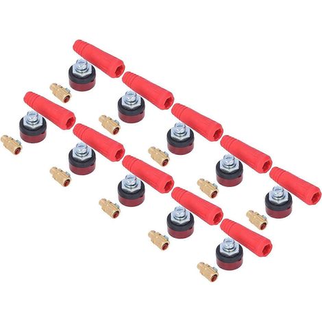 10er-Set Schweißkabel-Panelverbinder aus Gummi und Messing für europäische Schweißmaschinen, Schnellstecker