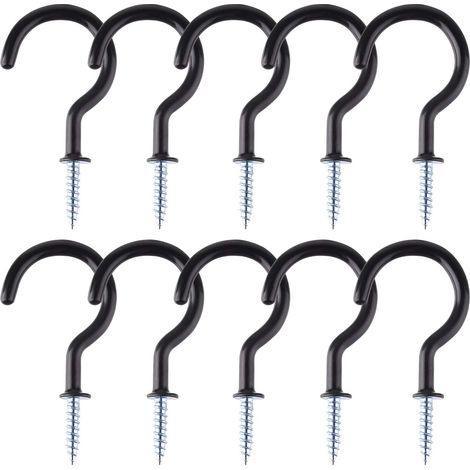 Ahlsen 10 Stück 2 Zoll Einschraubhaken, Einschraub-Deckenhaken für Badezimmer, Küche, Wandbehang, Decke, Schwarz (1/4)