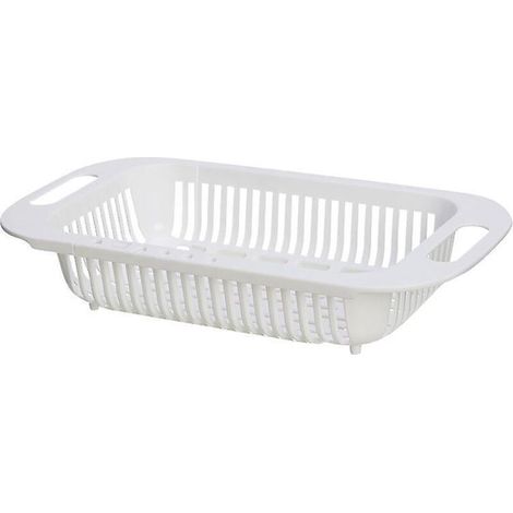 Over-the-sink expandable colander basket, pasta and vegetable strainer, food drain basket for home kitchen (white) (1/4)