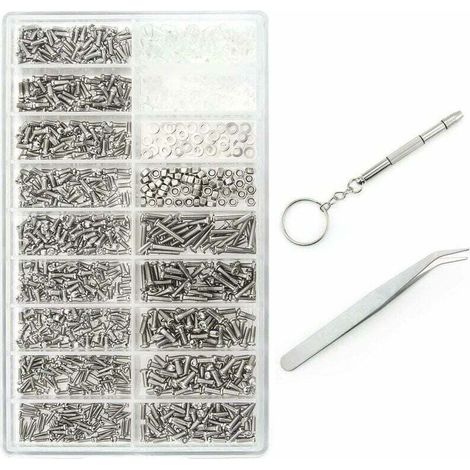 1000 Mikroschrauben-Reparatursets für Brillen, inklusive Brock und Schraubendreher, für Brillen, Sehhilfen und Uhren