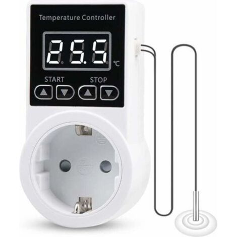 SABIR Thermostat Prises de RéGulateur de TempéRature NuméRique,Thermostat de Chauffage avec Sonde Ntc (1/4)