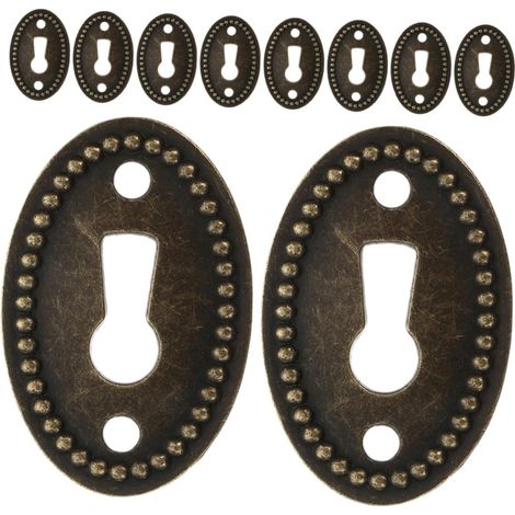 Lot de 12 plaques recouvrement ovales vintage pour serrures (1/5)