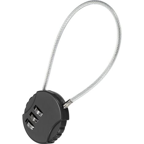 1 cadenas à combinaison de 20 cm, cadenas d'extérieur étanche réinitialisable à 3 chiffres avec câble métallique, câble de sécurité de 20 cm pour bagages, casier de gym, clôture, boîte à (1/3)