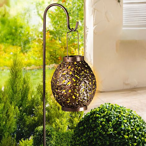 LED Solar Ampel aus Metall in bronze - 98 x 18 cm - Deko Gartenleuchte in kalt weiß - Garten Dekobeleuchtung Wegeleuchte Beetstecker für Außen
