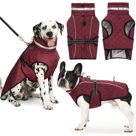 Manteau d'hiver imperméable pour chien Veste polaire chaude réfléchissante et réglable pour chiens de petite moyenne et grande taille (1/5)