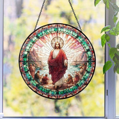 Attrape-soleil vitrail – Ornement décoratif suspendu, Diamètre : 12.5 cm (1/4)