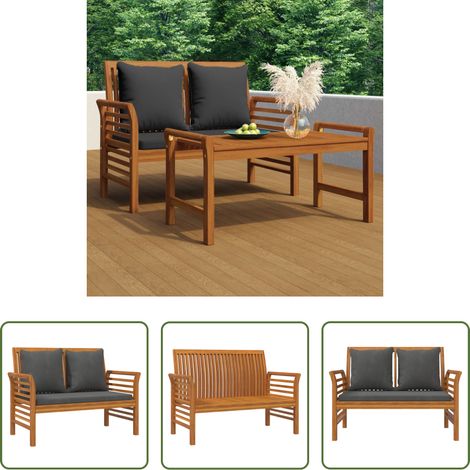 Banc de jardin -  Banc de canapé avec coussins gris foncé Bois d'acacia solide (1/5)