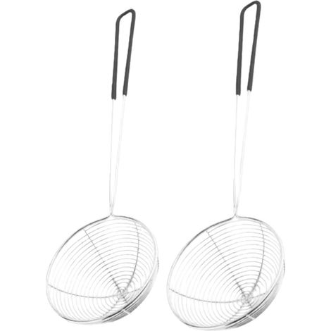 Lot de 2 passoires en fil d'acier inoxydable avec poignée pour filtrer les aliments et égoutter les préparations dans les casseroles longueur 30,5 cm couleur noire (1/5)