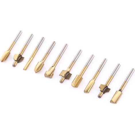 10 Profilfräser aus Schnellarbeitsstahl (HSS) mit Titanbeschichtung, für die Holzbearbeitung, 3,2 mm (1/8") Schaft (1/5)