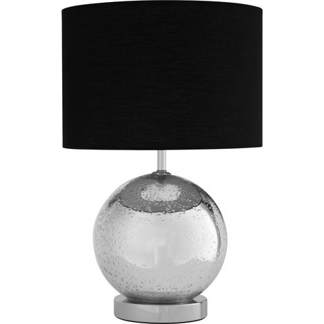 Premier Housewares Black Fabric Shade Table Lamp/ Office Reading Lamp/ w30 x d30 x h47cm. (1/2)