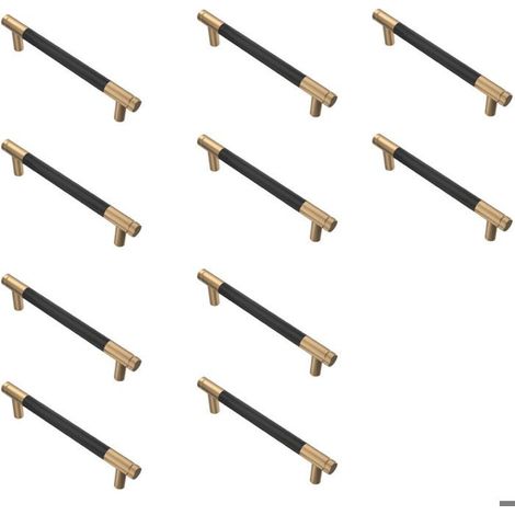 Lot de 10 poignées de meuble de cuisine noires et dorées de 128 mm, en alliage doré, avec vis, pour bureaux, tiroirs (1/5)