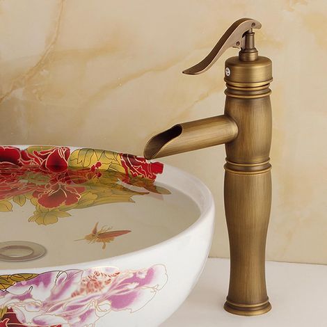 Robinet cascade pour vasque laiton surélevé monocommande (1/5)