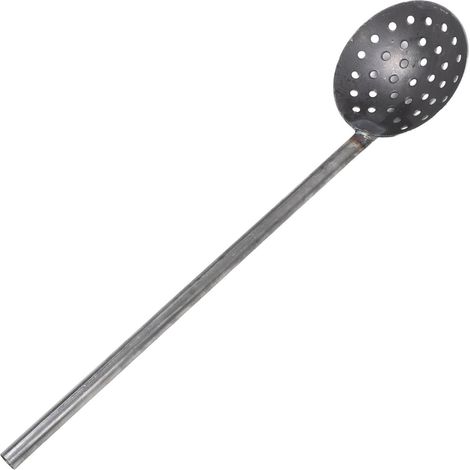 Louche D'écumoire en Fer pour Aluminium, Écumoire de Fusion, Noire, 74x18,5x7cm, pour Ateliers de Moulage Métallique et Environnements à Haute Température