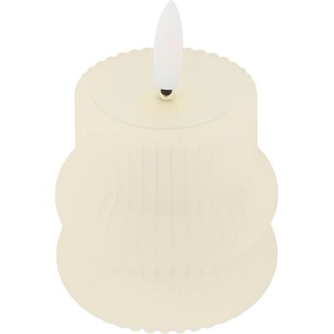 Vela LED redonda «Fancy», 9 cm de altura, color beige - Atmosphera créateur d'intérieur (1/5)
