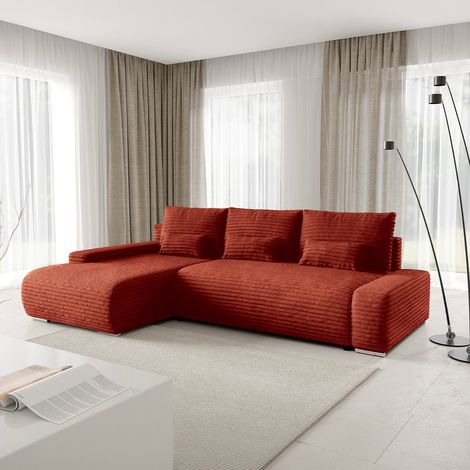 Canapé d'angle gauche convertible 3 places avec coffre Ivana Terracotta (1/5)
