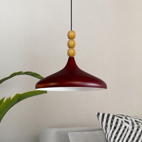 bamyum Holz Champion Suspension Industrielle Plafonnier, 35 cm Abat-Jour Plafonnier, Suspension Industrielle, E27 Lumières Pour Salon & Salle À Manger, Luminaire Suspendu Bordeaux (1/4)