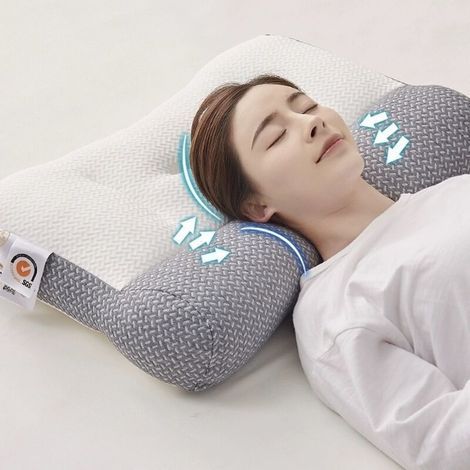 Odipie – Oreiller ergonomique en mousse à mémoire de forme pour sommeil profond – Soutien cervical – Housse en coton à rebond lent – Fente auriculaire (1/5)