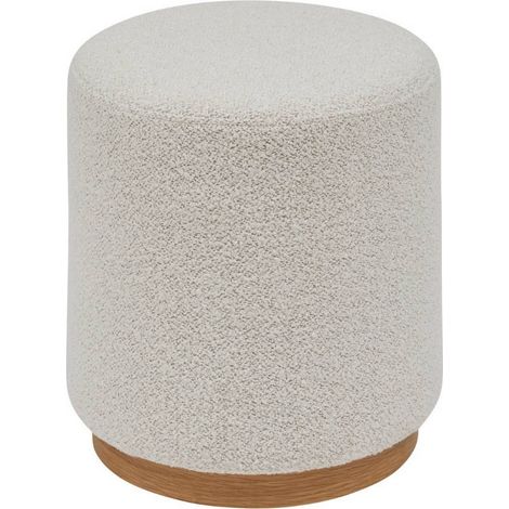 Pouf ronde en tissu bouclette crème - Longueur 41 x Profondeur 41 x Hauteur 45 cm (1/3)