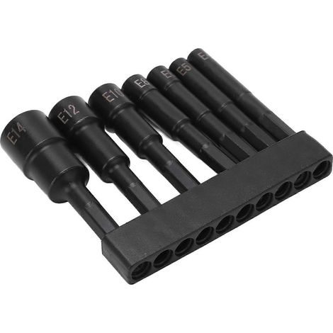 7-teiliges Set Sechskant-Steckschlüsselfutter in Pflaumenblütenform, 1/4 Zoll Durchmesser, E4, E5, E6, E8, E10, E12, E14, CRV-Diebstahlsicherung